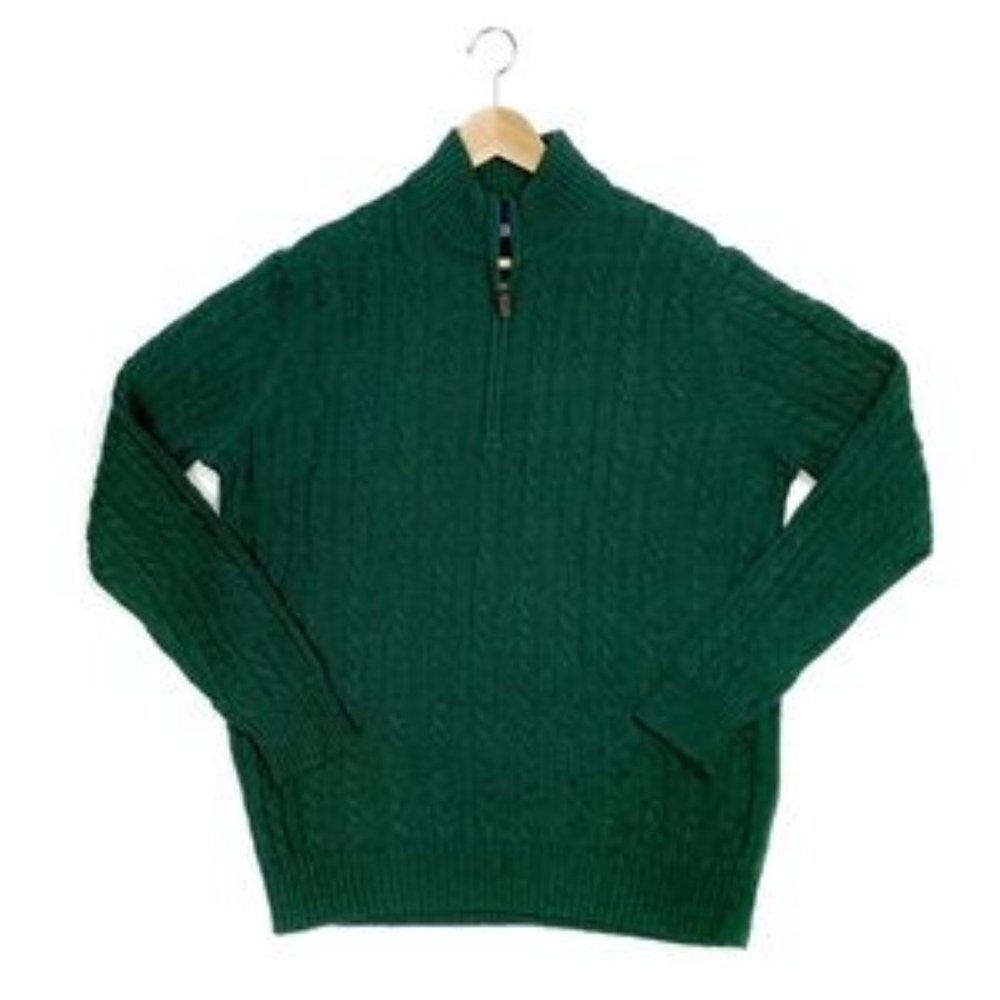 Crown & Ivy Men's Quarter Zip Cable Knit Sweater-Size Small NWT